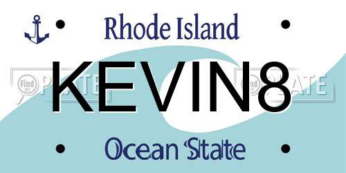 KEVIN8 Rhode Island License Plate