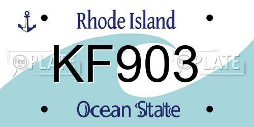 KF903 Rhode Island License Plate