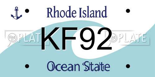 KF92 Rhode Island License Plate