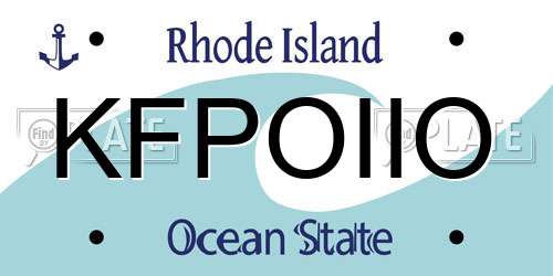 KFPOIIO Rhode Island License Plate