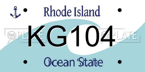 KG104 Rhode Island License Plate