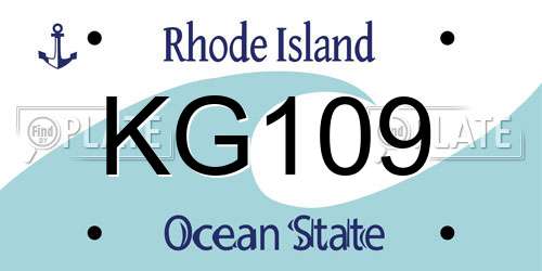 KG109 Rhode Island License Plate