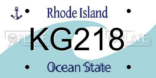 KG218 Rhode Island License Plate