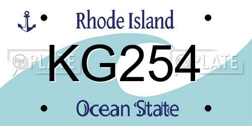 KG254 Rhode Island License Plate