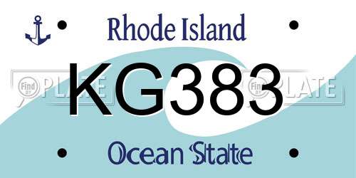 KG383 Rhode Island License Plate