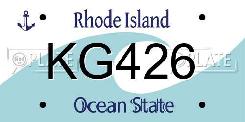 KG426 Rhode Island License Plate