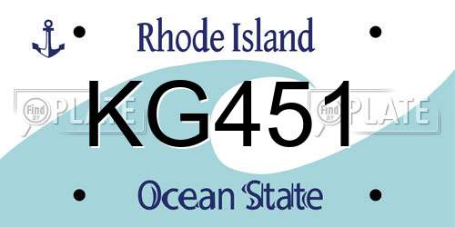 KG451 Rhode Island License Plate