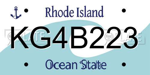 KG4B223 Rhode Island License Plate