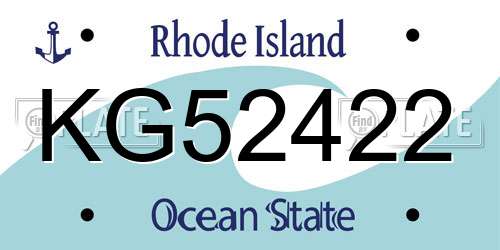 KG52422 Rhode Island License Plate