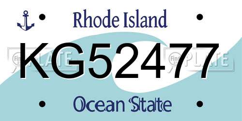 KG52477 Rhode Island License Plate