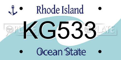 KG533 Rhode Island License Plate