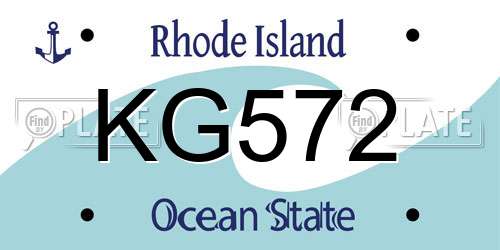 KG572 Rhode Island License Plate