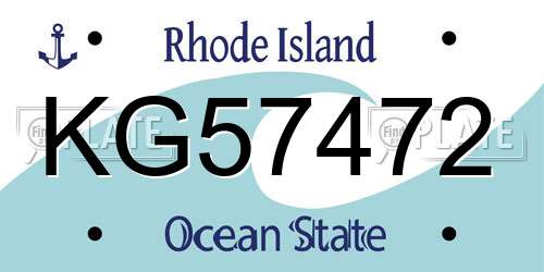 KG57472 Rhode Island License Plate