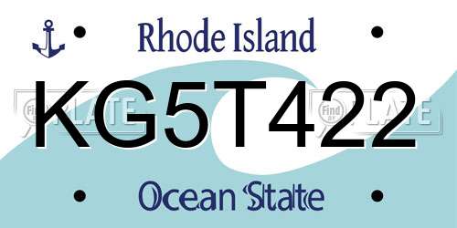 KG5T422 Rhode Island License Plate