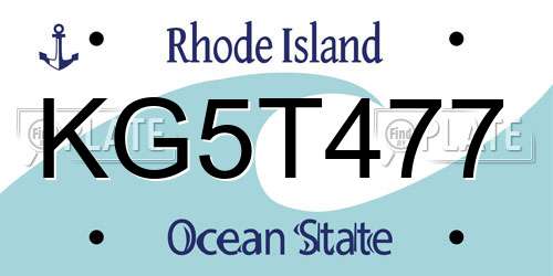KG5T477 Rhode Island License Plate