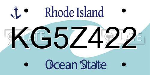 KG5Z422 Rhode Island License Plate