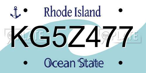 KG5Z477 Rhode Island License Plate