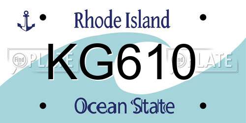 KG610 Rhode Island License Plate