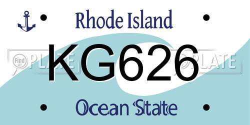 KG626 Rhode Island License Plate