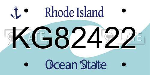 KG82422 Rhode Island License Plate