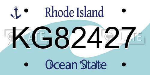 KG82427 Rhode Island License Plate