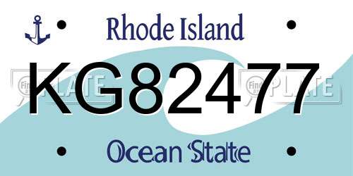 KG82477 Rhode Island License Plate