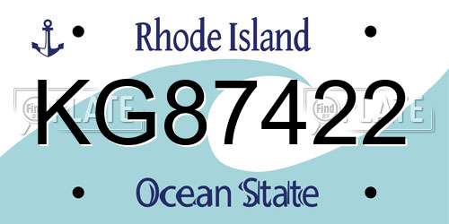 KG87422 Rhode Island License Plate