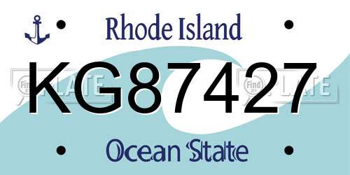 KG87427 Rhode Island License Plate