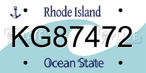 KG87472 Rhode Island License Plate