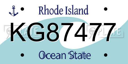 KG87477 Rhode Island License Plate