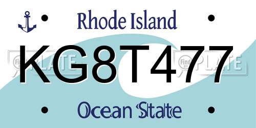 KG8T477 Rhode Island License Plate