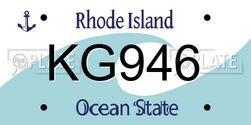KG946 Rhode Island License Plate