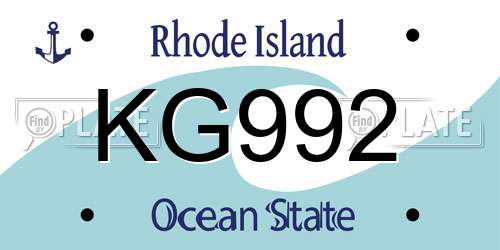 KG992 Rhode Island License Plate