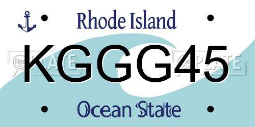 KGGG45 Rhode Island License Plate