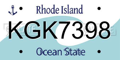 KGK7398 Rhode Island License Plate