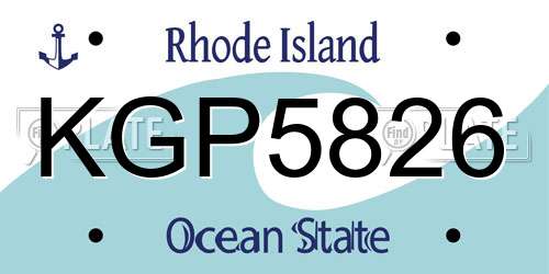KGP5826 Rhode Island License Plate