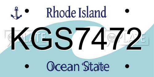 KGS7472 Rhode Island License Plate