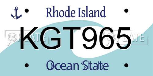 KGT965 Rhode Island License Plate