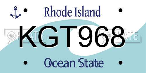 KGT968 Rhode Island License Plate