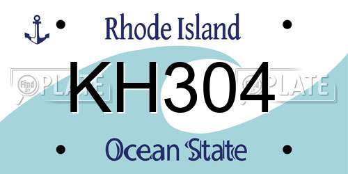 KH304 Rhode Island License Plate