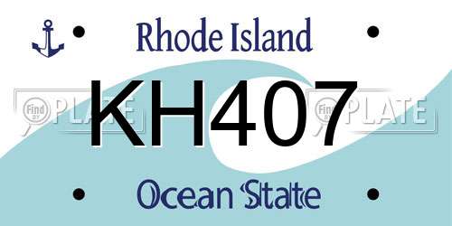 KH407 Rhode Island License Plate