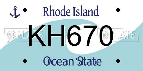 KH670 Rhode Island License Plate
