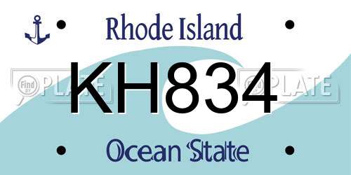 KH834 Rhode Island License Plate