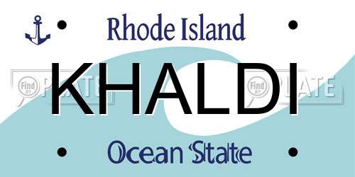 KHALDI Rhode Island License Plate