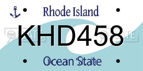 KHD458 Rhode Island License Plate