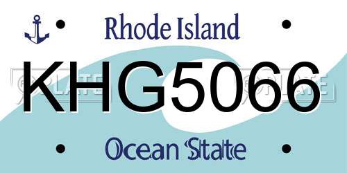KHG5066 Rhode Island License Plate