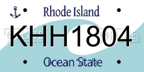 KHH1804 Rhode Island License Plate