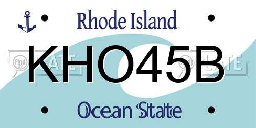 KHO45B Rhode Island License Plate