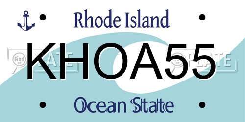 KHOA55 Rhode Island License Plate