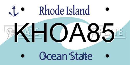 KHOA85 Rhode Island License Plate